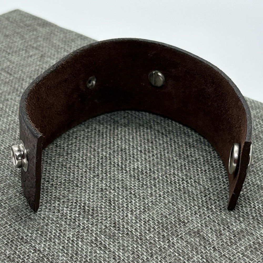 Hotter Than a Two Dollar Pistol Leather Cuff Bracelet Turquoise Accent - Picture 8 of 8